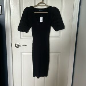 NWT black Gap xs body contour ribbed/crochet dress